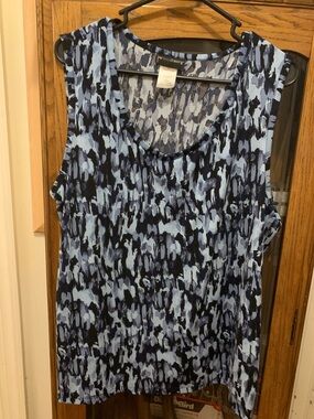 JMS easy dressing Avenue Blue Printed Sleeveless Scoop Neck Top